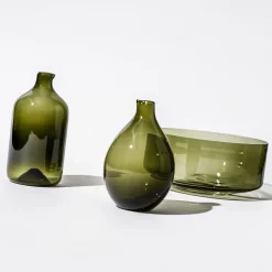 Konstföremål*IITTALA Fågelflaska rak 94x183mm mossgrön