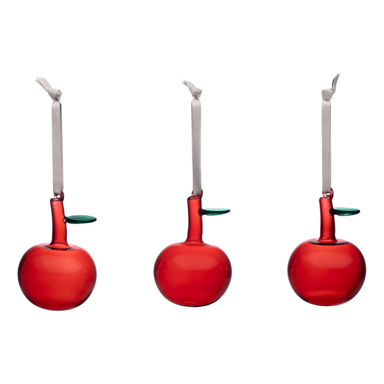 Glasdekoration*IITTALA Glasäpple röd 3st Röd