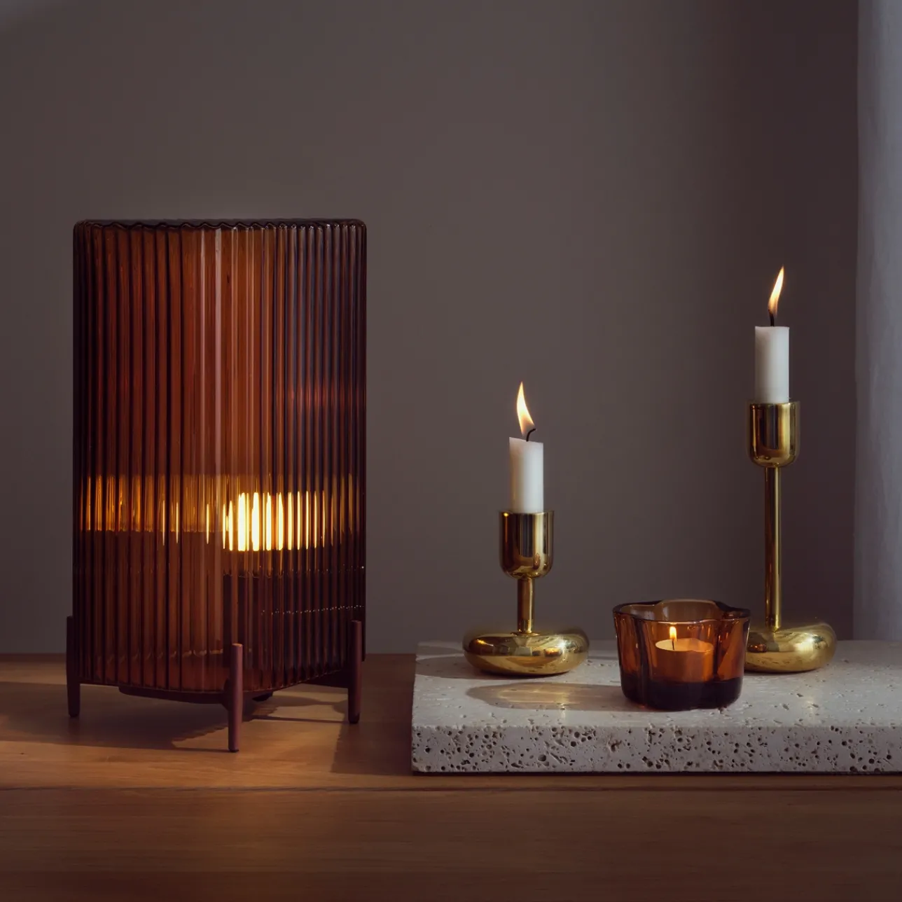 Ljusstakar*IITTALA Ljusstake mässing gåvoförpackning 2-pack