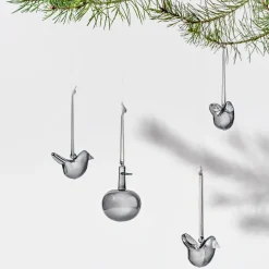 Glasdekoration*IITTALA Mini glasfågel grå 3st Grå