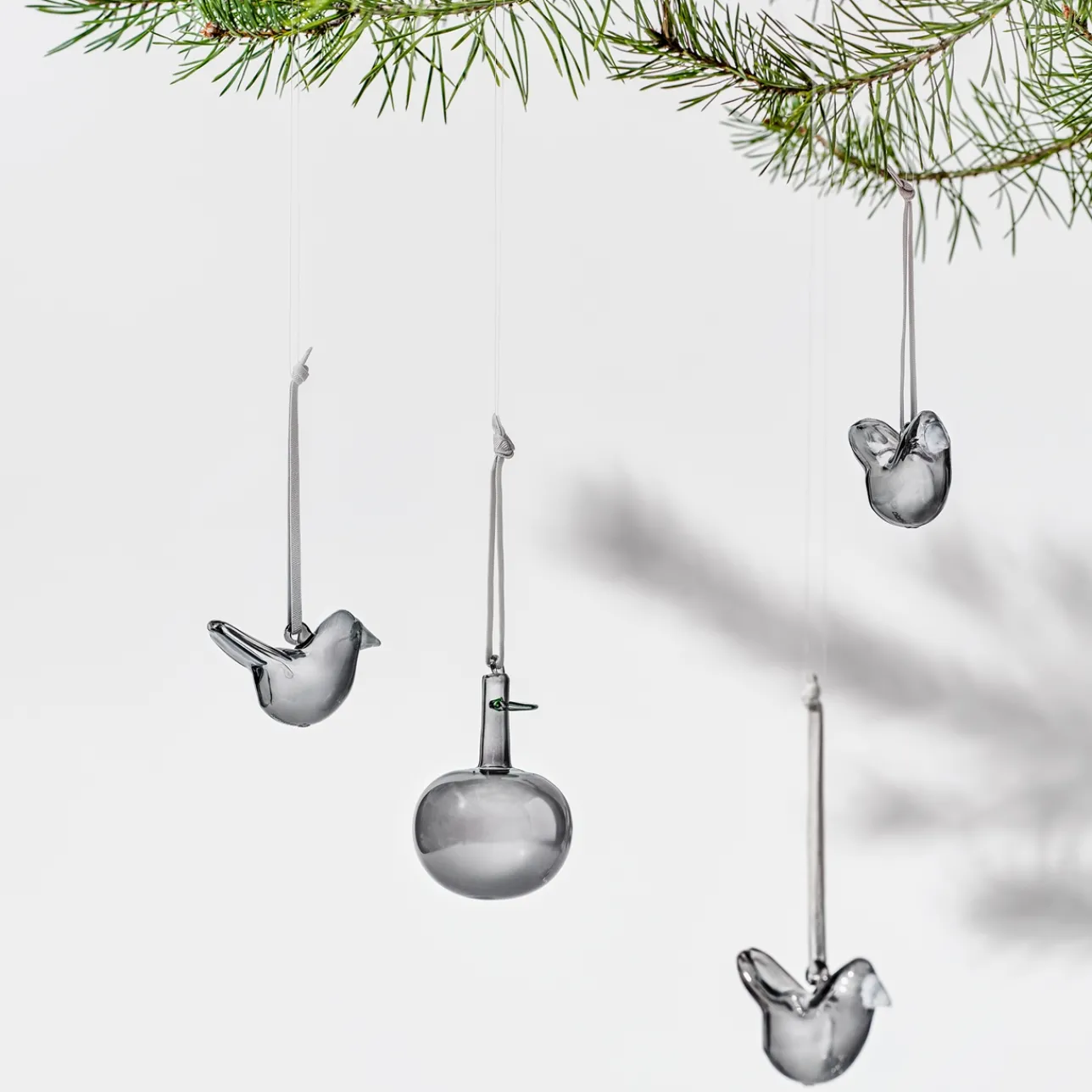Glasdekoration*IITTALA Mini glasfågel grå 3st Grå