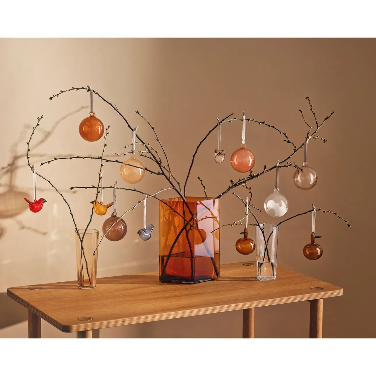 Glasdekoration*IITTALA Mini glasfågel 3set Mix